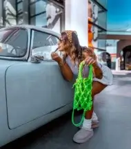 Eva Lime Green Macrame Bag - Image 2